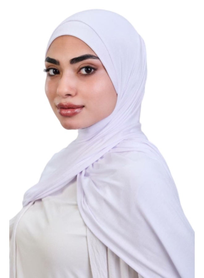 طرحة الجيل القطن الفاخرة ببندانة رباط مريحة - طول 2 متر، عرض 60 سم - ألوان سادة، خامة جيل بيور قطن 100% بدون خياطة. - Image 1